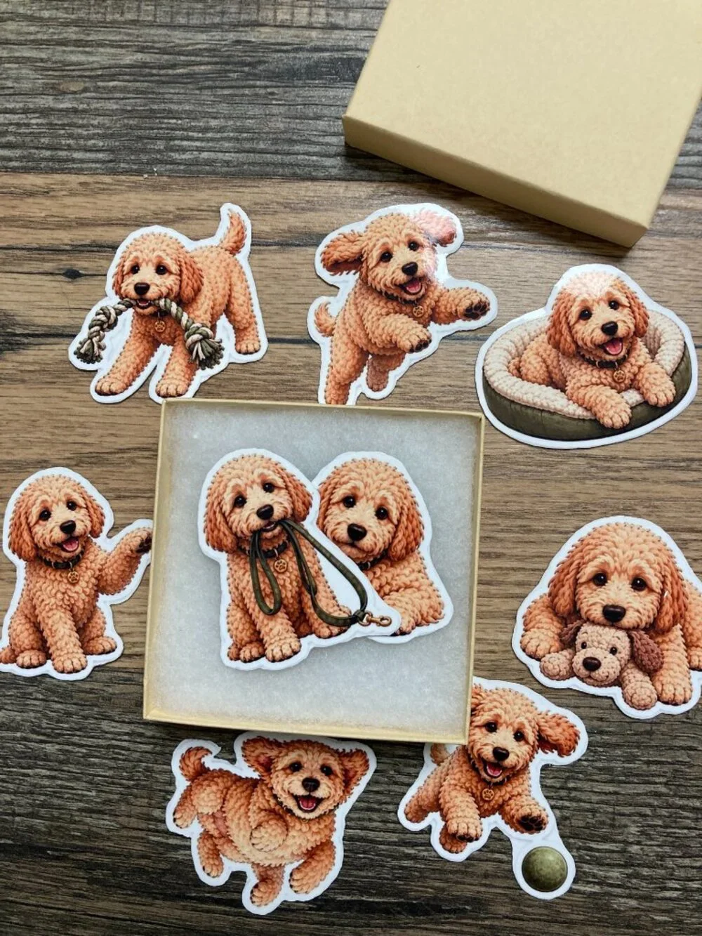 Set of 9 Mini Goldendoodle Dog Magnets Cute Puppy Refrigerator Fridge Decor Gift